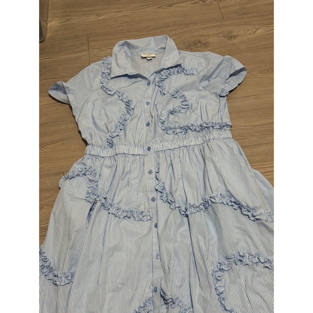 kate spade Light Blue Striped Ruffle Midi Dress - Picture 4 of 9